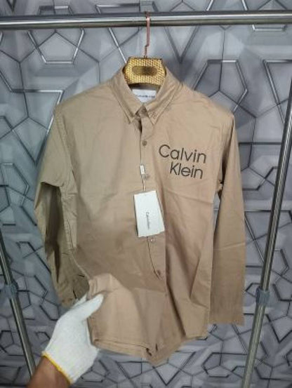 Calvin_Klein_Khaki_Logo_Print_Premium_Shirt_(1670)