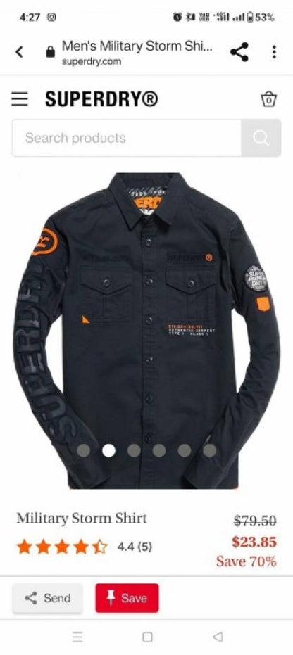 SUPER DRY SKY EMBROIDERY PATCH WORK IMPORTED CARGO SHIRTS (929)