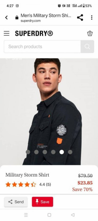 SUPER DRY SKY EMBROIDERY PATCH WORK IMPORTED CARGO SHIRTS (929)