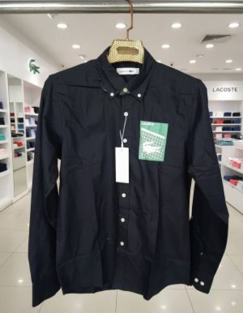 Lacoste_Black_Crocodile_Logo_Print_Classic_Shirt_(1831)