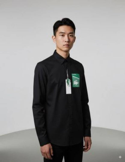 Lacoste_Black_Crocodile_Logo_Print_Classic_Shirt_(1831)
