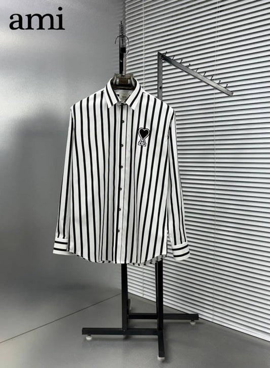 Ami Paris White Stripes Patch Logo Premium Shirt (1961)