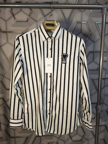 Ami Paris White Stripes Patch Logo Premium Shirt (1961)