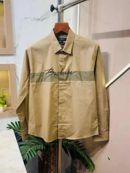Balmain_Paris_Khaki_Logo_Print_Premium_Shirt_(1500)