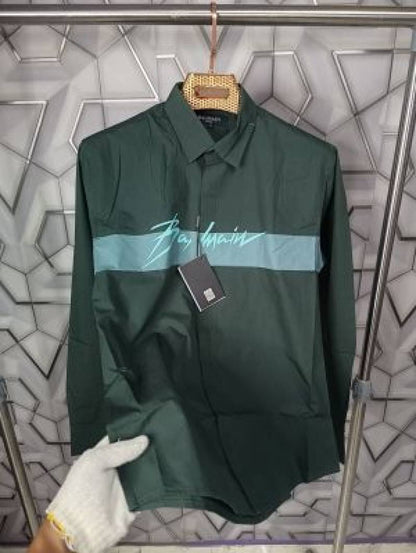Balmain_Paris_Green_Logo_Print_Premium_Shirt_(1499)