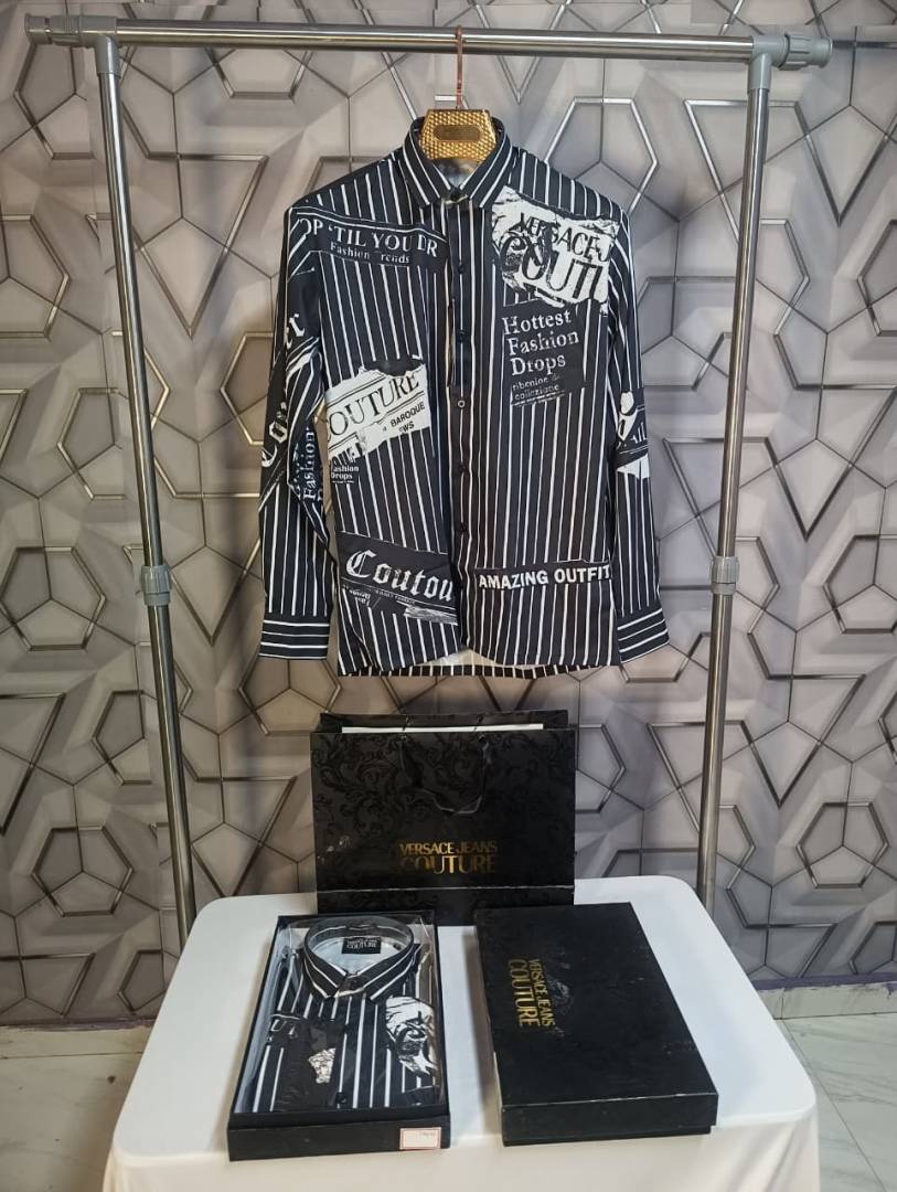 Versace Couture Black Imported Printed Exclusive Designer Shirt (1919)