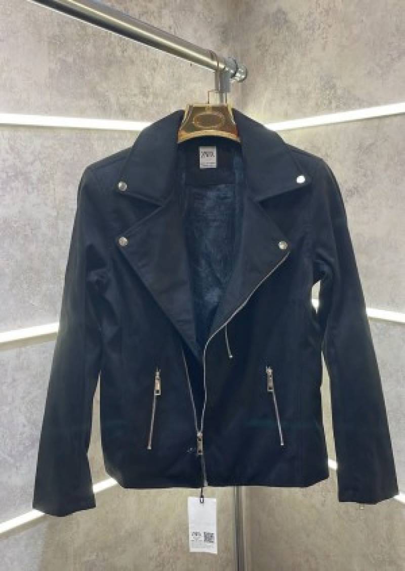 Z ara Black Cross Zip Designer Premium Suede Leather Biker Jacket (563)