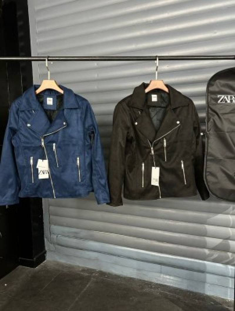 Z ara Black Cross Zip Designer Premium Suede Leather Biker Jacket (563)