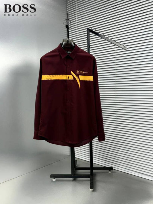 HUGO_BOSS_MAROON_LOGO_PRINT_PREMIUM_CLASSIC_SHIRT_WITH_BOX_PACKING_(1936)