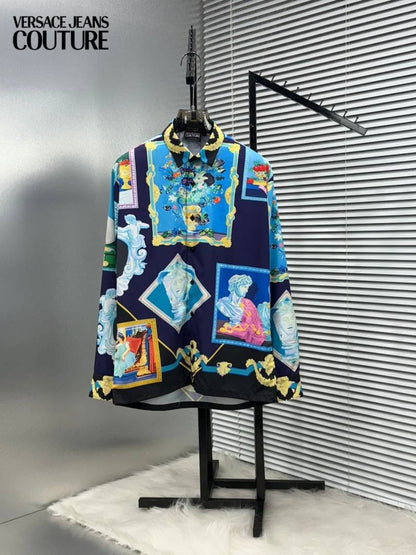 Versace Dark Blue Bandana Design Printed Premium Shirt with Box And Carry Bag (1955)