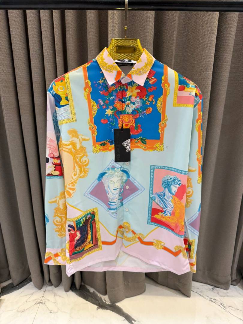 Versace Sky Blue Bandana Design Printed Premium Shirt with Box And Carry Bag (1956)