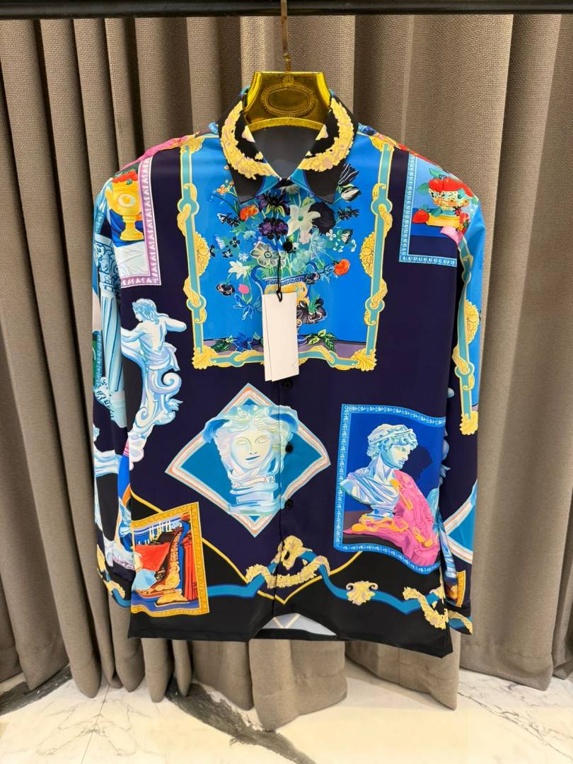 Versace Dark Blue Bandana Design Printed Premium Shirt with Box And Carry Bag (1955)