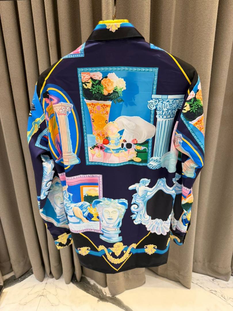 Versace Dark Blue Bandana Design Printed Premium Shirt with Box And Carry Bag (1955)