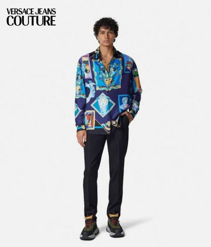 Versace Dark Blue Bandana Design Printed Premium Shirt with Box And Carry Bag (1955)