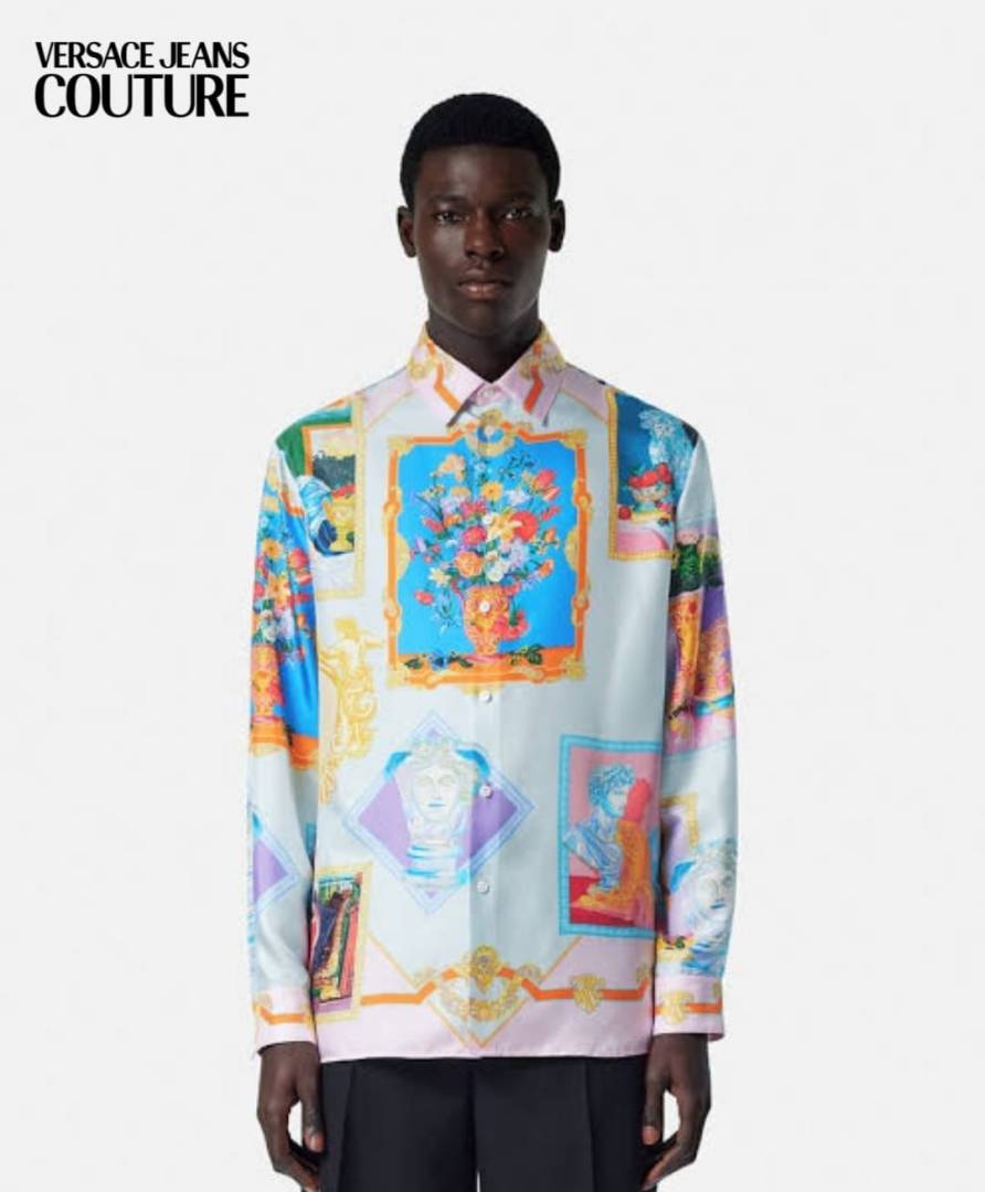 Versace Sky Blue Bandana Design Printed Premium Shirt with Box And Carry Bag (1956)