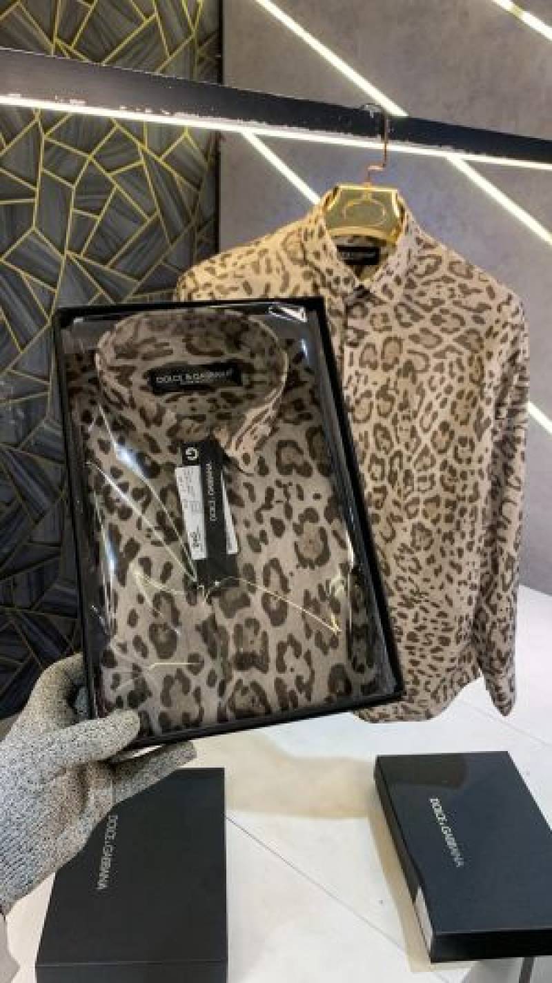 Dolce&Gabbana Leopard Print Premium Shirt With Box Packing (1467)