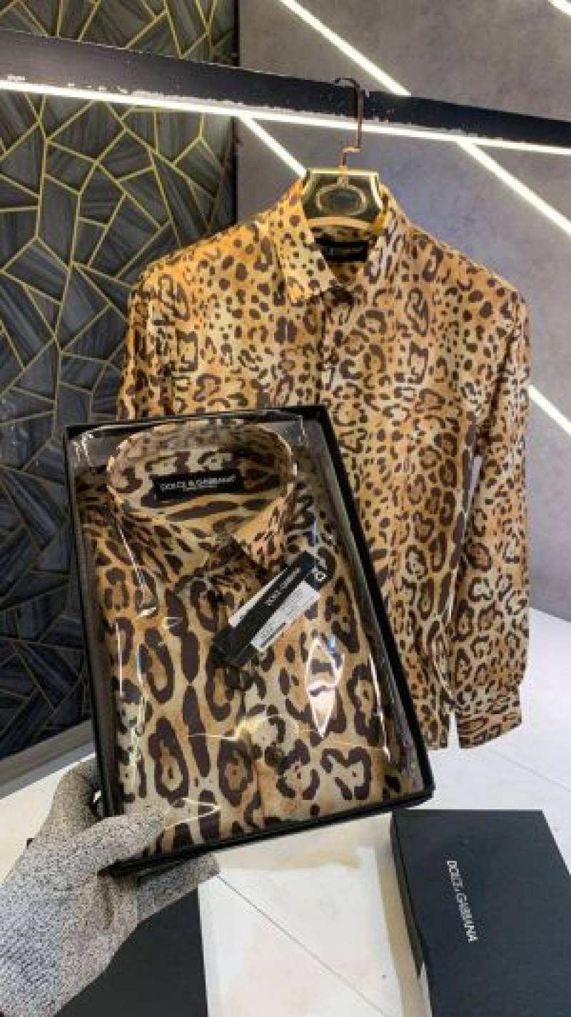 Dolce&Gabbana Leopard Print Premium Shirt With Box Packing (1466)