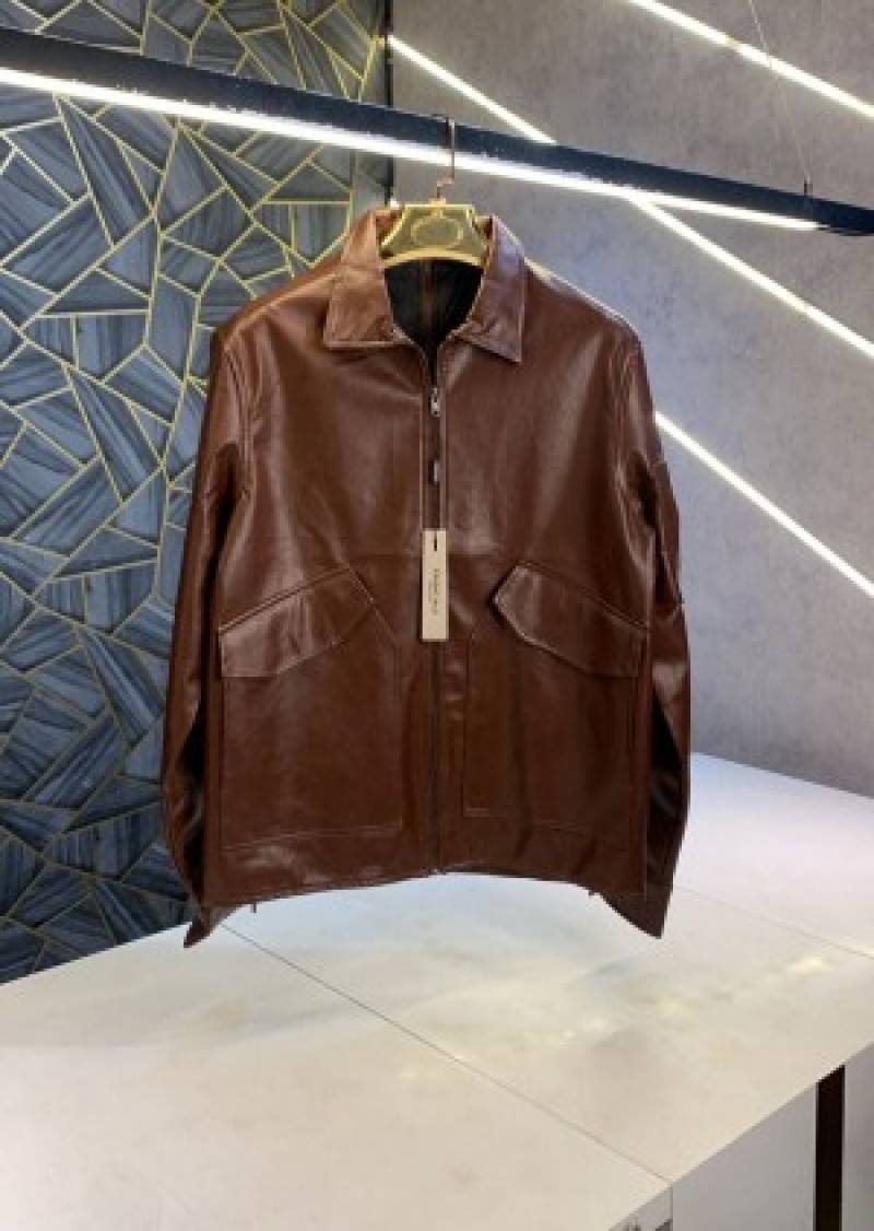 Essential Fear of God Brown Imported Designer Leather jacket (1247)