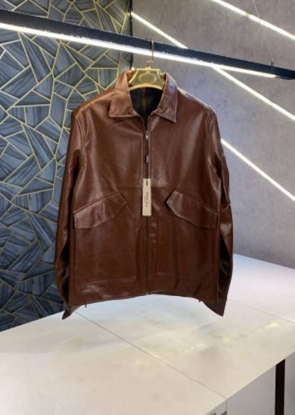 Essential Fear of God Brown Imported Designer Leather jacket (1247)