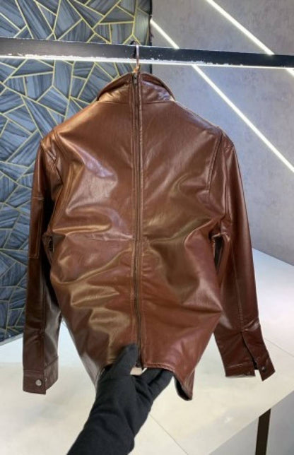 Essential Fear of God Brown Imported Designer Leather jacket (1247)