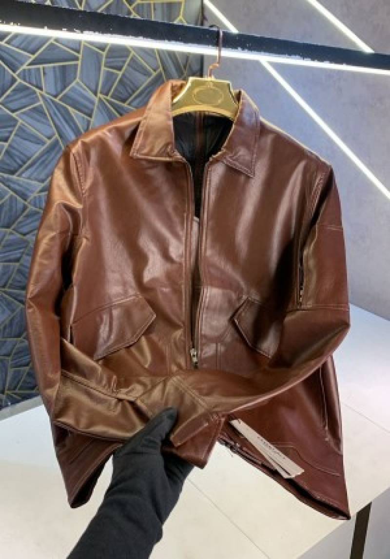 Essential Fear of God Brown Imported Designer Leather jacket (1247)