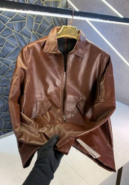 Essential Fear of God Brown Imported Designer Leather jacket (1247)
