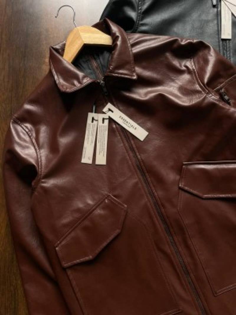 Essential Fear of God Brown Imported Designer Leather jacket (1247)