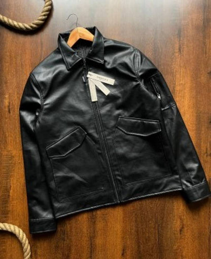 Essential Fear of God Black Imported Designer Leather jacket (1248)