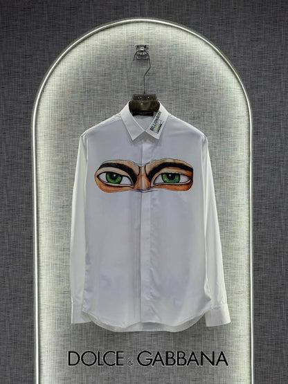 Dolce&Gabbana White Digital Eye Print Shirt With Premium Box Packing (1859)