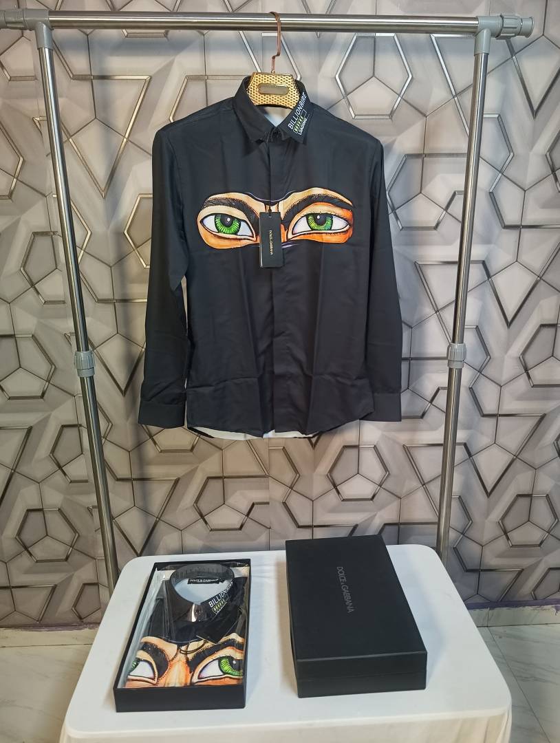Dolce&Gabbana Black Digital Eye Print Shirt With Premium Box Packing (1858)