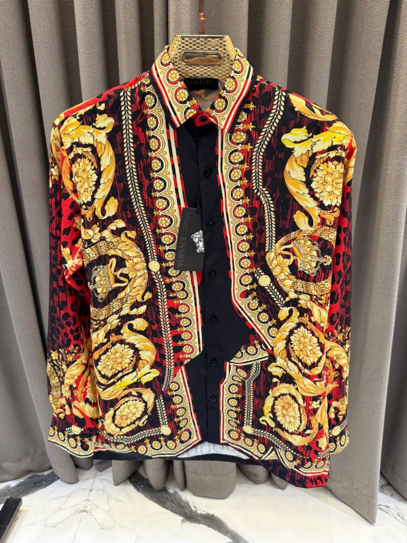 Versace Couture Red Barocco Printed Premium Shirt With Box And Carry Bag (1912)