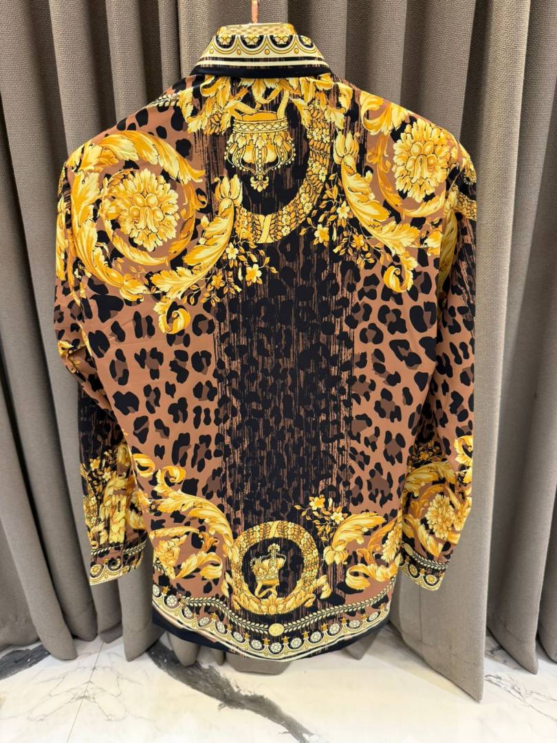 Versace Couture Black Brown Barocco Printed Premium Shirt With Box And Carry Bag (1911)