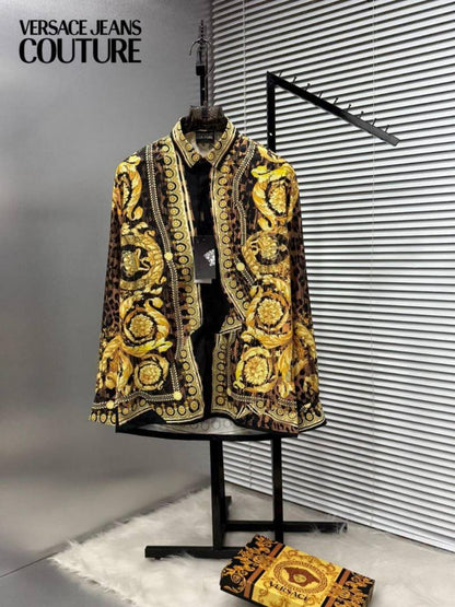 Versace Couture Black Brown Barocco Printed Premium Shirt With Box And Carry Bag (1911)