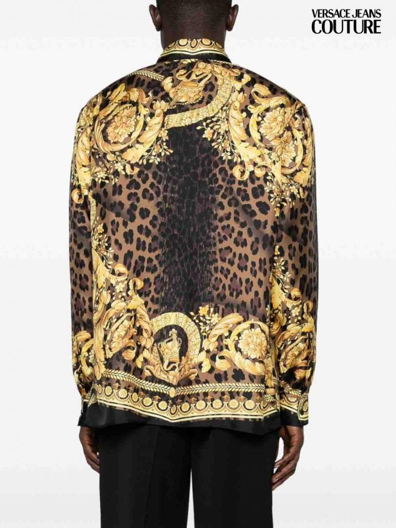Versace Couture Black Brown Barocco Printed Premium Shirt With Box And Carry Bag (1911)