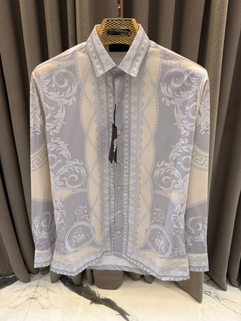 Versace Couture Cream Printed Premium Shirt With Box And Carry Bag (1908)