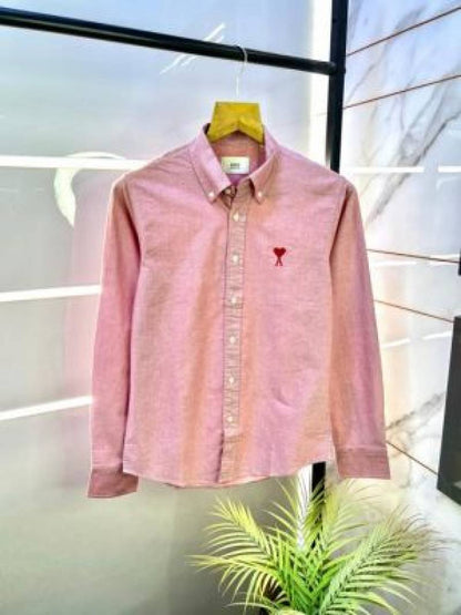 Ami Paris Pink Embroidery Logo Premium Shirt (1808)
