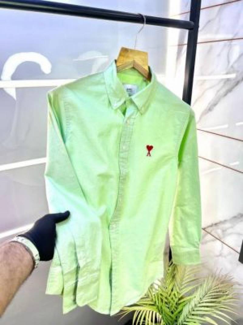 Ami Paris Green Embroidery Logo Premium Shirt (1800)