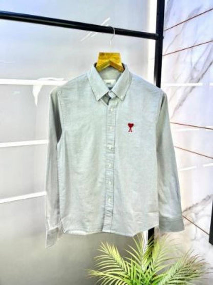 Ami Paris Light Grey Embroidery Logo Premium Shirt (1809)