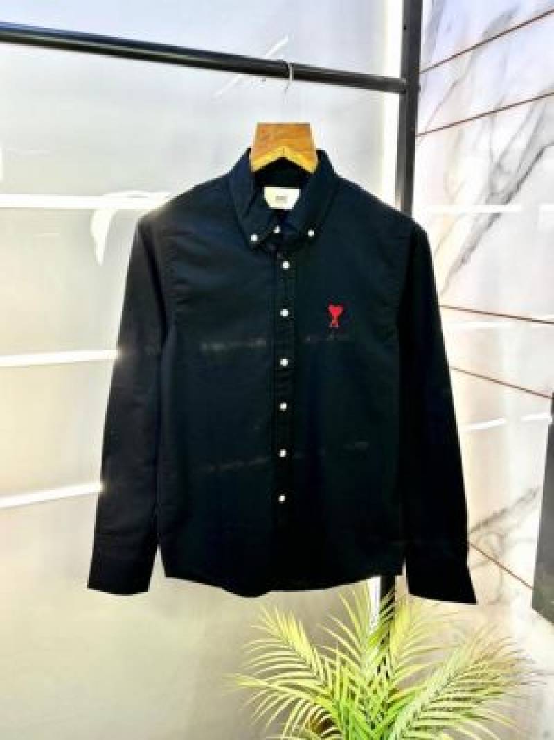 Ami Paris Black Embroidery Logo Premium Shirt (1797)