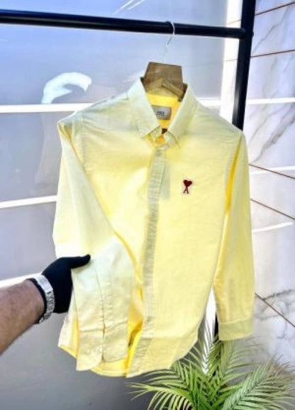 Ami Paris Yellow Embroidery Logo Premium Shirt (1805)