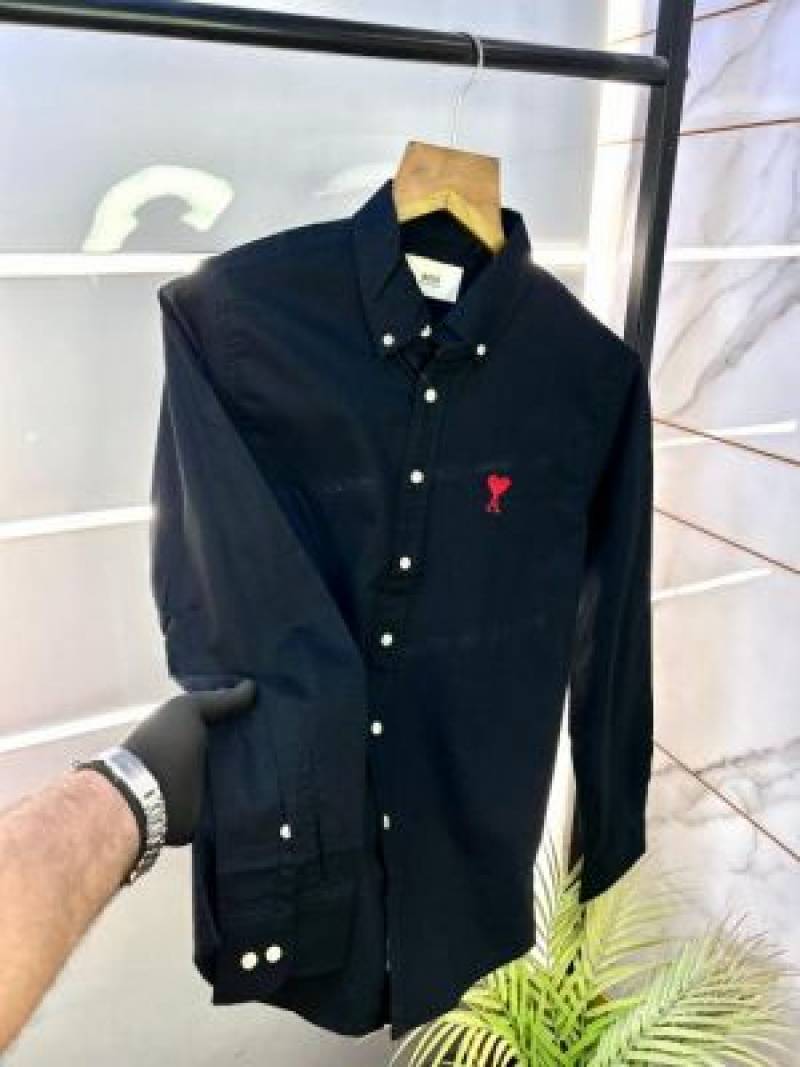 Ami Paris Black Embroidery Logo Premium Shirt (1797)