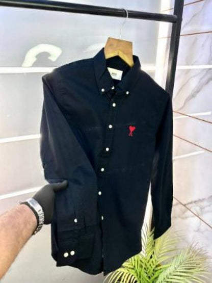 Ami Paris Black Embroidery Logo Premium Shirt (1797)