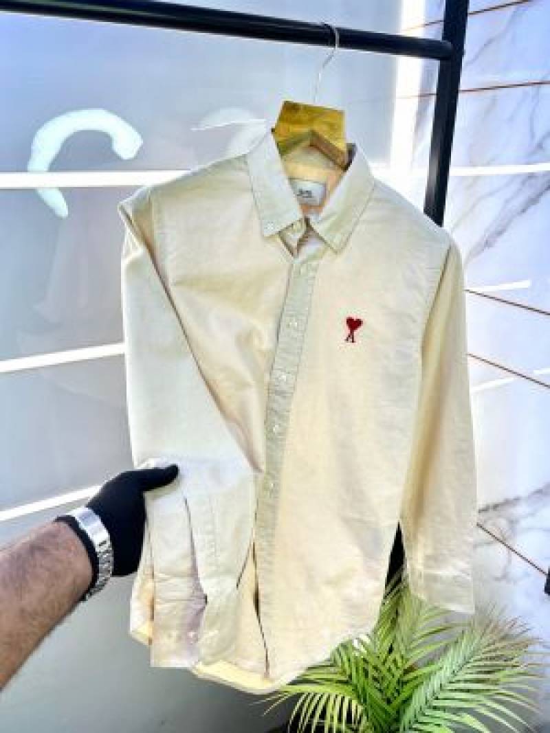 Ami Paris Beige Embroidery Logo Premium Shirt (1799)