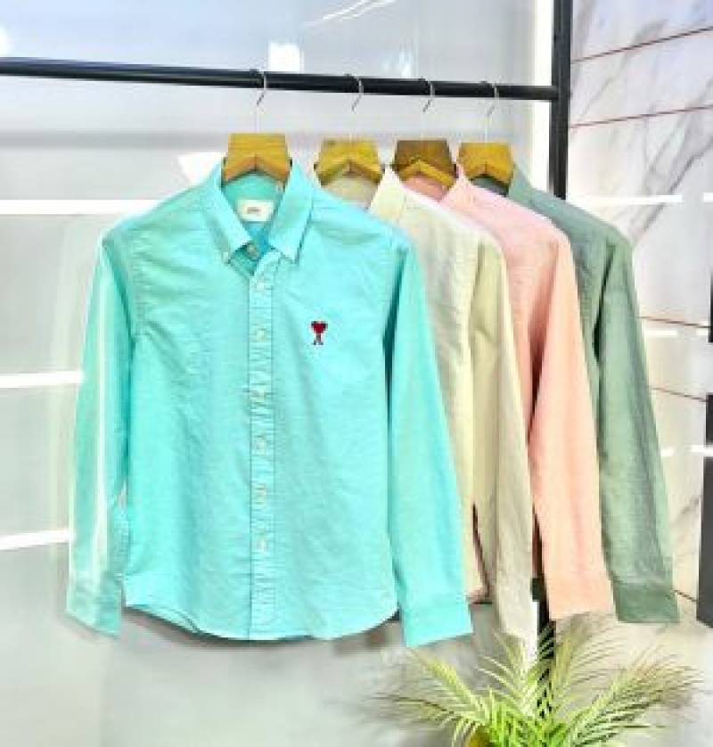 Ami Paris Beige Embroidery Logo Premium Shirt (1799)