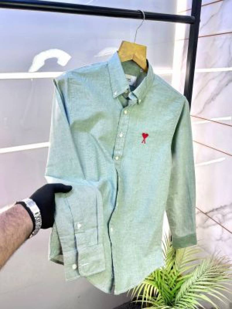 Ami Paris Green Embroidery Logo Premium Shirt (1803)