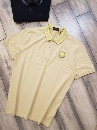 Versace Couture Beige Embroidery Logo Imported Polo T-Shirt (1169)