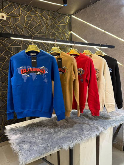 Bluorng Black Embossed Logo Print Imported Sweatshirt (1941)