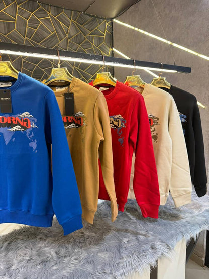Bluorng Black Embossed Logo Print Imported Sweatshirt (1941)