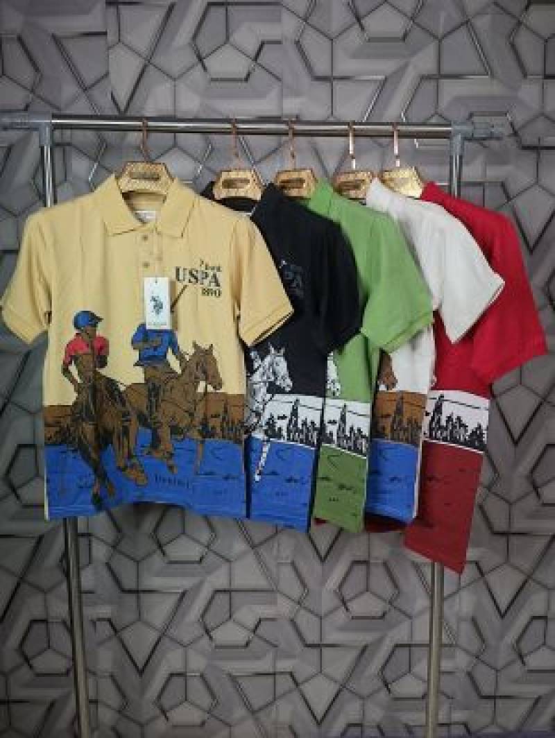 U.S.Polo Assn Green Imported Printed Polo T-shirt (1539)