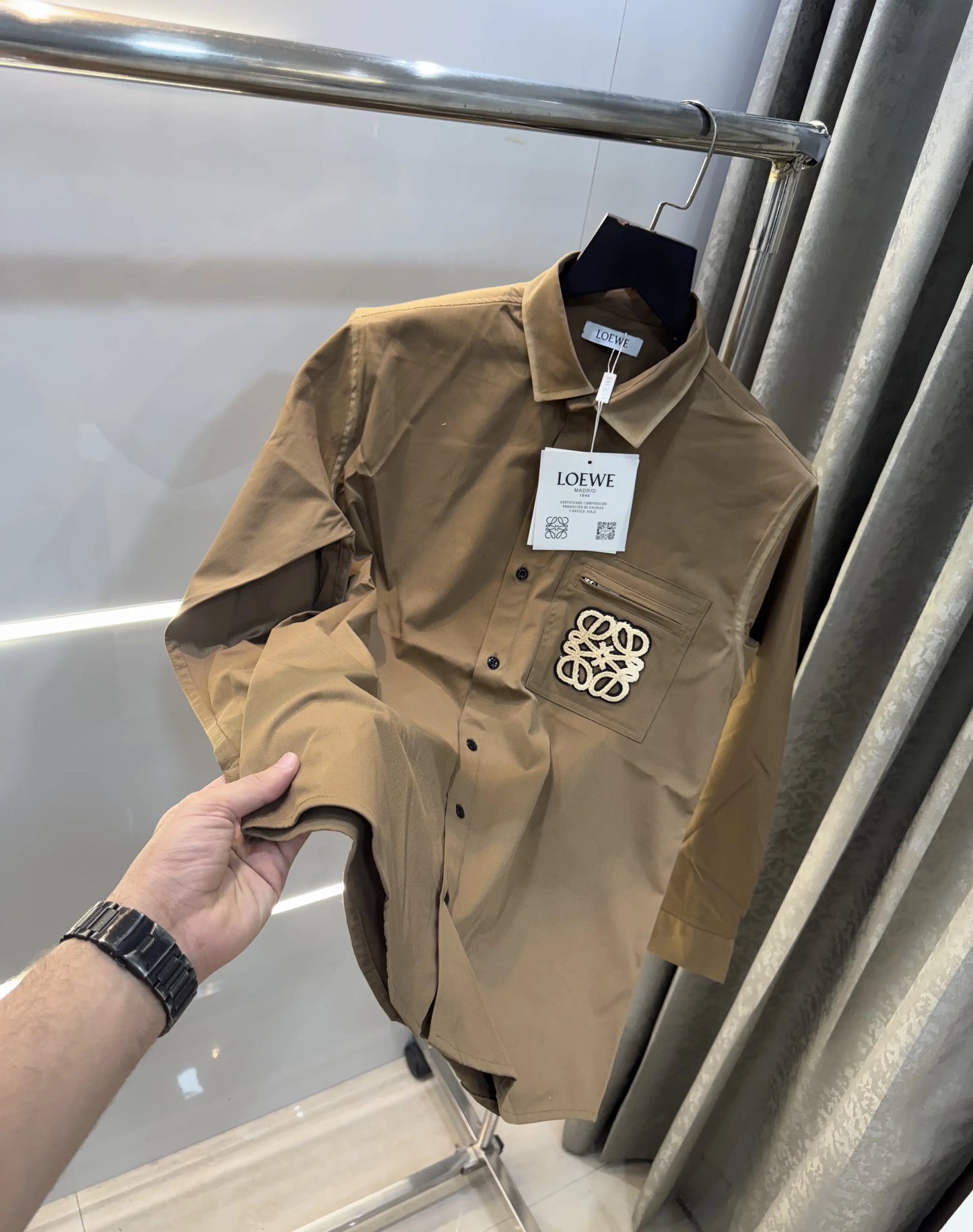LOEWE Brown Embroidery Logo Imported Shirt